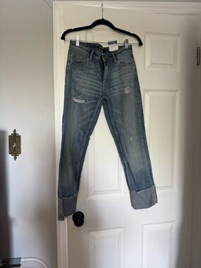 Zara Light Blue Distressed Boyfriend Jeans